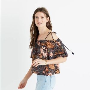 Madewell Silk Cold-Shoulder Top in Sea Floral